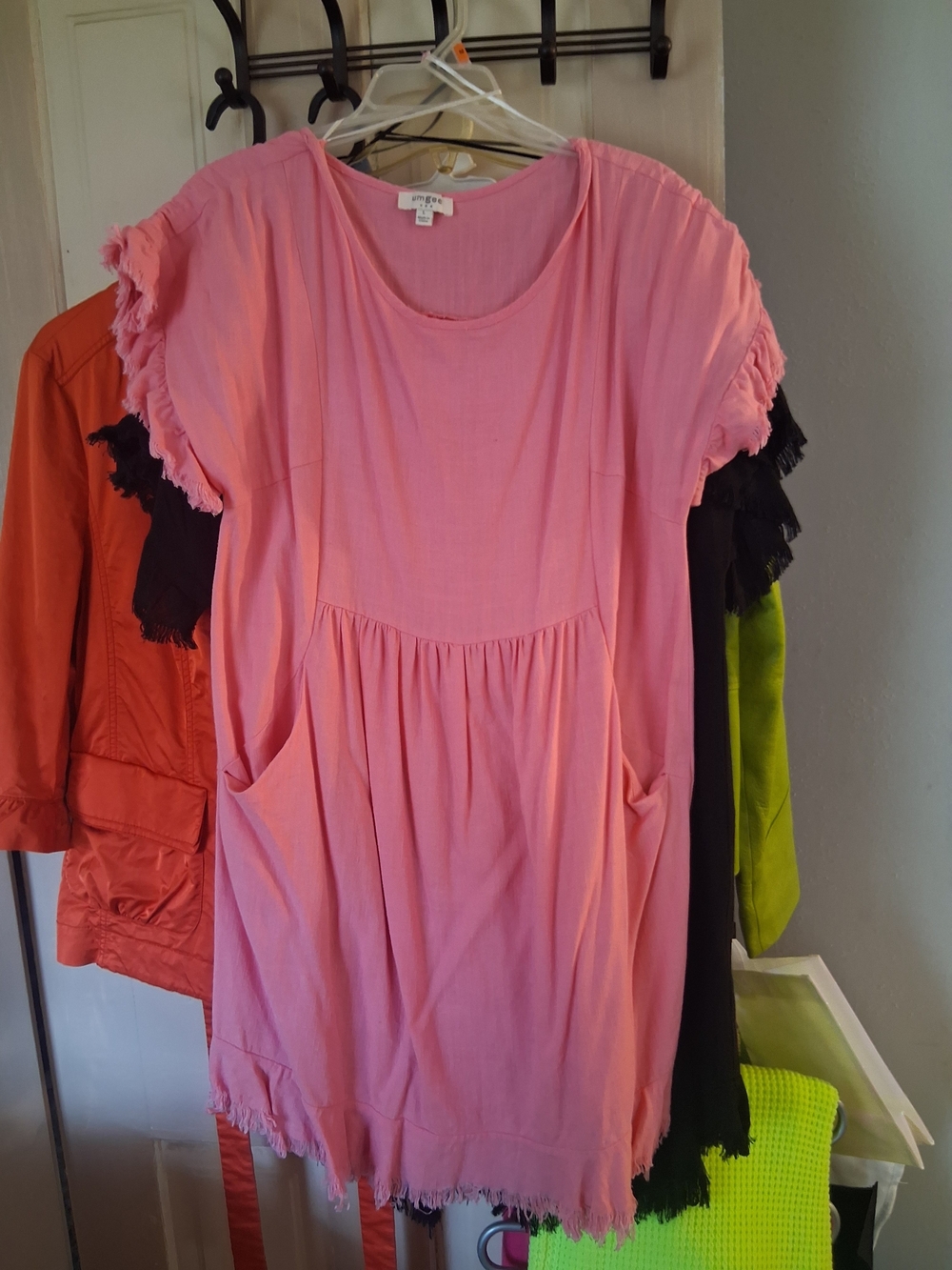 Umgee Bubblegum Pink Short Sleeve Pocket Dress